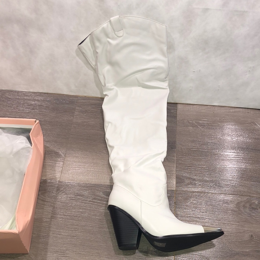 White Givana Thigh Western Cowgirl Over the Knee Boots US 10 New
